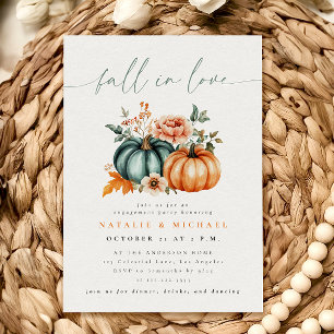 Fall in Love Pumpkin Engagement Party Invitation