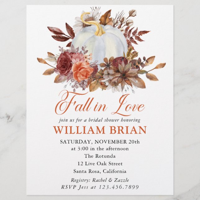 Fall In Love Pumpkin Fall in Love Florals Wedding  Flyer (Front)