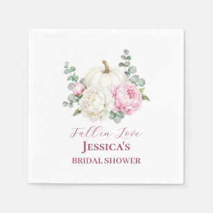 Fall in Love Pumpkin Fall Peony Bridal Shower Napkin
