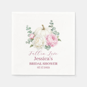 Fall in Love Pumpkin Fall Peony Bridal Shower Napkin