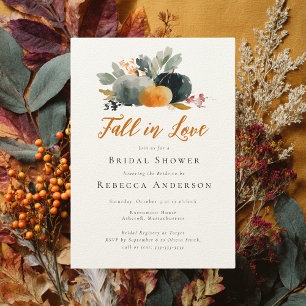 Fall in Love Pumpkin Fall Wedding Bridal Shower Invitation