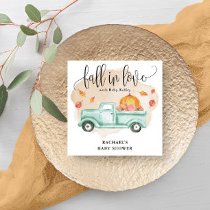 Fall in Love Pumpkin Farm Truck Baby Shower Napkin