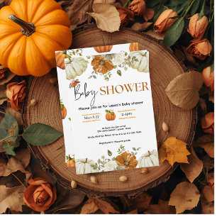 fall in love pumpkin floral baby shower Invitation