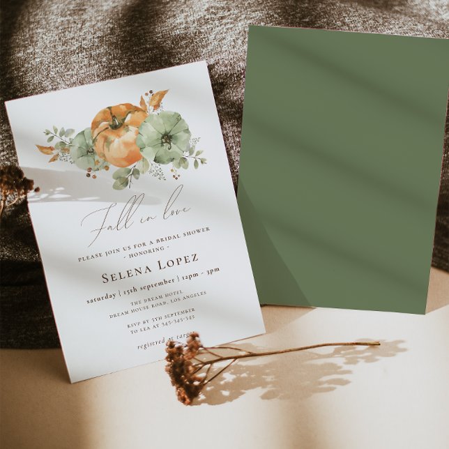 Fall In Love Pumpkin Floral Bridal Shower  Invitation (Creator Uploaded)