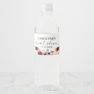 Fall in Love Pumpkin Floral Bridal Shower Water Bottle Label