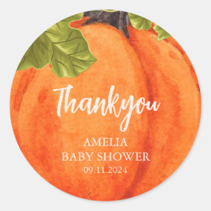 Fall in love pumpkin Floral Fall Baby shower Classic Round Sticker