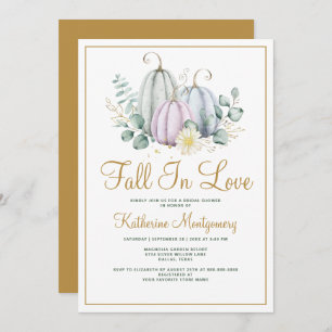 Fall In Love Pumpkin Greenery Autumn Bridal Shower Invitation
