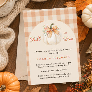 Fall in Love Pumpkin Peach Cream Bridal Shower Invitation