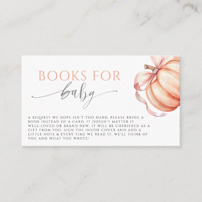 Fall in Love Pumpkin Pink Bow Books for Baby  Enclosure Card (Front)