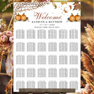 Fall in Love Pumpkin Rustic Fall Wedding 30 Table Poster