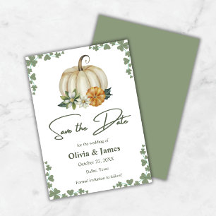 Fall in Love Pumpkin Sage Green Wedding   Save The Date