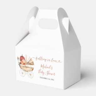 Fall In Love Pumpkin Stroller Floral Baby Shower Favour Box