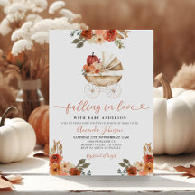 Fall In Love Pumpkin Stroller Floral Baby Shower