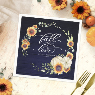 Fall in Love Pumpkin Sunflower Wedding Napkin