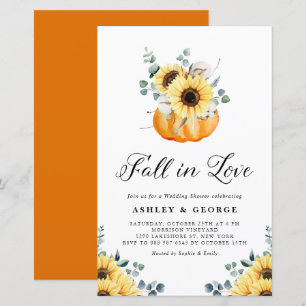 Fall In Love Pumpkin Sunflower Wedding Shower