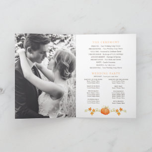 Fall in love pumpkin watercolor wedding  programme