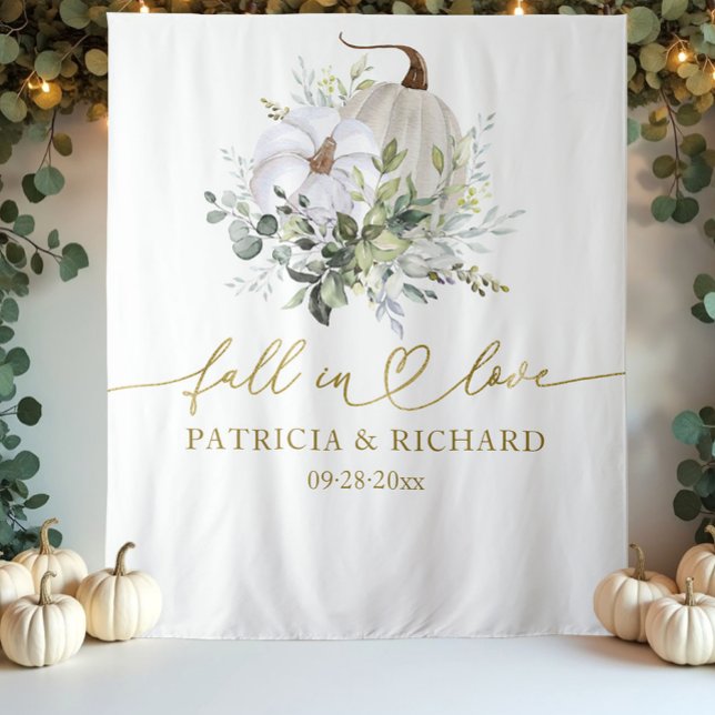 Fall In Love Pumpkin Wedding Backdrop Tapestry (Creator Uploaded)
