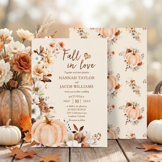 Fall in Love Pumpkin Wedding Invitation (Creator Uploaded)