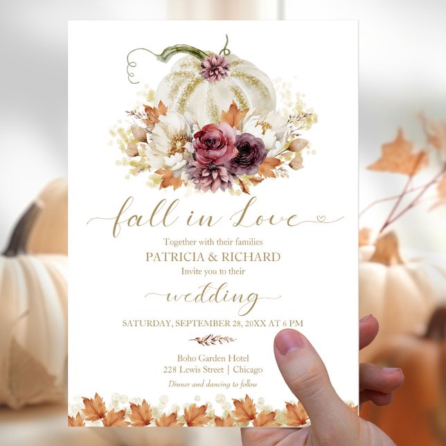 Fall in Love Pumpkin Wedding Invitation (Creator Uploaded)