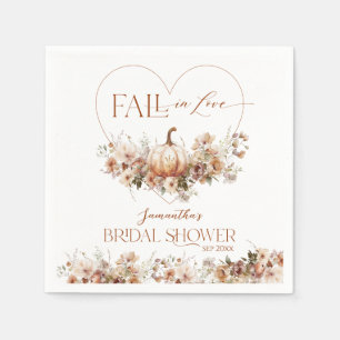 Fall in love Pumpkin Wildflower Bridal Shower Napkin