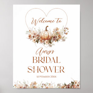 Fall in love Pumpkin Wildflower Bridal Shower Poster