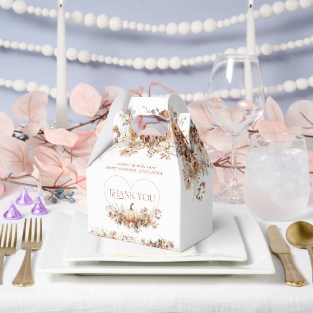 Fall in love Pumpkin Wildflower heart Baby Shower Favour Box (Wedding)