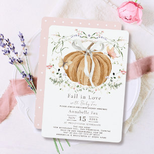 Fall in Love Pumpkin Wildflowers Baby Shower Invitation