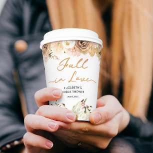 Fall in Love Pumpkin with Floral Bridal Shower  Paper Cups