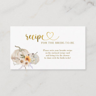 Fall in Love Pumpkins Bridal Shower Recipe Request Enclosure Card