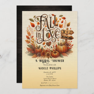 Fall in Love Pumpkins & Leaves Bridal Shower  Invitation