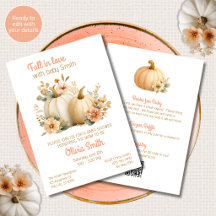 Fall in Love Pumpkins Shower Invitation All in One