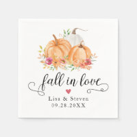 Fall In Love Pumpkins Wedding Napkins