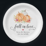 Fall In Love Pumpkins Wedding Plates<br><div class="desc">"Fall in love" pumpkin plates perfect for autumn-themed weddings or showers!</div>