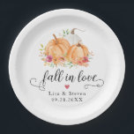 Fall In Love Pumpkins Wedding Plates<br><div class="desc">"Fall in love" pumpkin plates perfect for autumn-themed weddings or showers!</div>