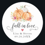 Fall In Love Pumpkins Wedding Stickers<br><div class="desc">"Fall in love" pumpkin stickers perfect for autumn-themed weddings or showers.</div>