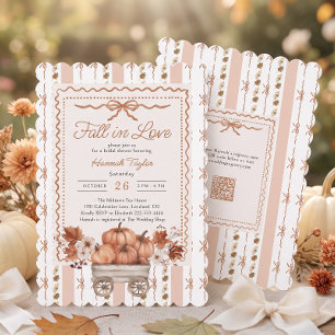 Fall in Love QR Code Bridal Shower Invitation
