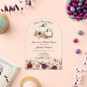 Fall in Love Rose Floral Burgundy Bridal Shower Acrylic Invitations