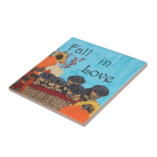 Fall in Love Rottweiler Print Tile