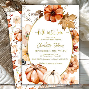 Fall In Love Russet Gold Cream Bridal Shower Invitation