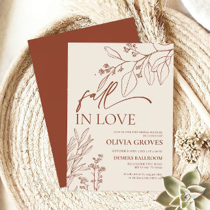 Fall in Love Rust Botanical Bridal Shower Invitation