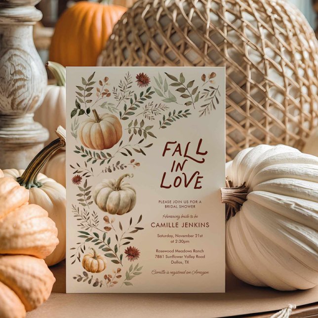 Fall in Love Rustic Autumn Bridal Shower Invitation (Rustic Fall in Love Bridal Shower Invitation)