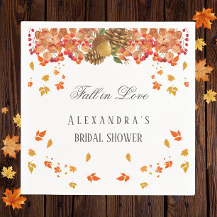 Fall in Love Rustic Autumn Bridal Shower Napkin