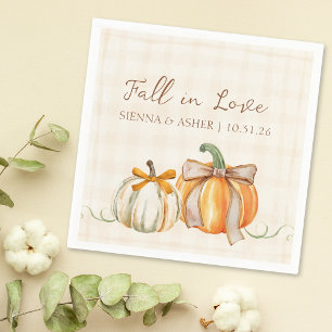 "Fall in Love" Rustic Autumn Engagement & Wedding Napkin