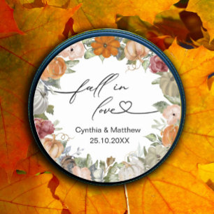 Fall in Love Rustic Autumn Floral and Pumpkin Classic Round Sticker