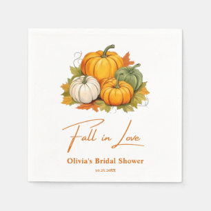 Fall in Love Rustic Autumn Pumpkin Bridal Shower Napkin