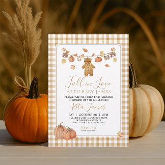 Fall in Love Rustic Baby Clothesline Baby Shower Invitation