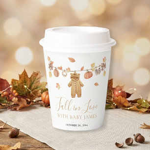 Fall in Love Rustic Baby Clothesline Baby Shower Paper Cups