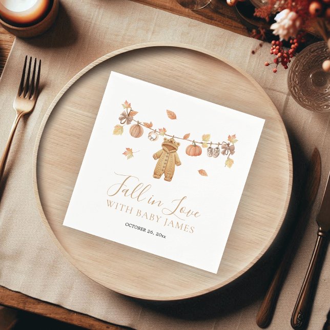 Fall in Love Rustic Boho Fall Baby Shower Napkin (Creator Uploaded)