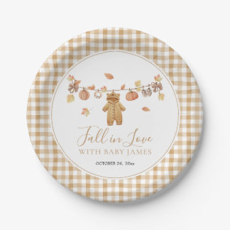 Fall in Love Rustic Boho Fall Baby Shower Paper Plate