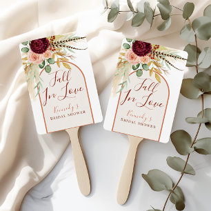 Fall In Love Rustic Boho Rust Arch Floral Bridal Hand Fan